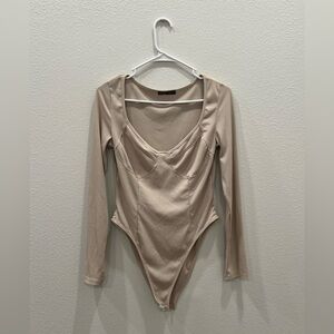 (⭐️ 4/$15) SHEIN Beige Long Sleeve Bodysuit Size Large